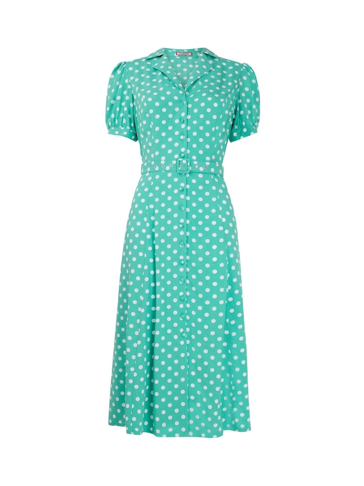 Joe Browns Green Polka Dot Button Through Collared Midi Dress - Image 5 of 5