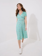 Joe Browns Green Vintage Printed V-Neck Dress - Image 1 of 5