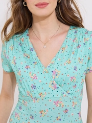 Joe Browns Green Vintage Printed V-Neck Dress - Image 2 of 5