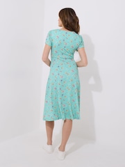 Joe Browns Green Vintage Printed V-Neck Dress - Image 4 of 5