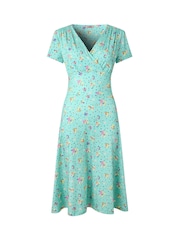 Joe Browns Green Vintage Printed V-Neck Dress - Image 5 of 5
