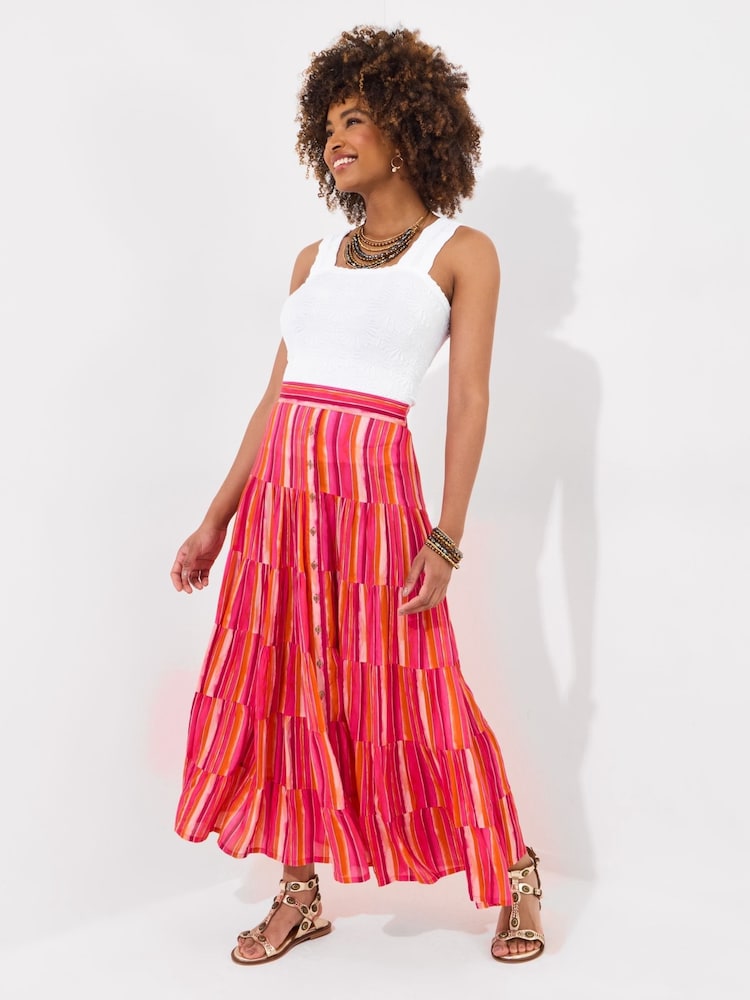 Joe Browns Striped Flowy Tiered Modal Maxi Skirt - Bild 2 von 7 Joe Browns Striped Flowy Tiered Modal Maxi Skirt - Bild 2 von 7