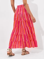 Joe Browns Pink Striped Flowy Tiered Modal Maxi Skirt - Image 4 of 7