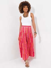 Joe Browns Pink Striped Flowy Tiered Modal Maxi Skirt - Image 5 of 7