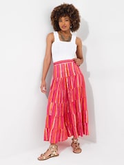 Joe Browns Pink Striped Flowy Tiered Modal Maxi Skirt - Image 6 of 7