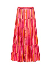 Joe Browns Pink Striped Flowy Tiered Modal Maxi Skirt - Image 7 of 7