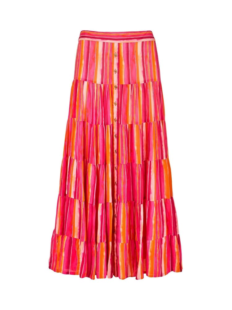 Joe Browns Pink Striped Flowy Tiered Modal Maxi Skirt - Image 7 of 7