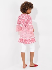 Joe Browns Pink Floral Print Tassel Trim 100% Cotton Tunic - Image 5 of 7