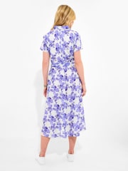 Joe Browns Blue Vintage Floral Tie Waist 100% Cotton Shirt Dress - Image 4 of 5