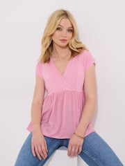 Rosa - Joe Browns Relaxed Fit V-Neck 100% Cotton Top - Imagen 1 de 7