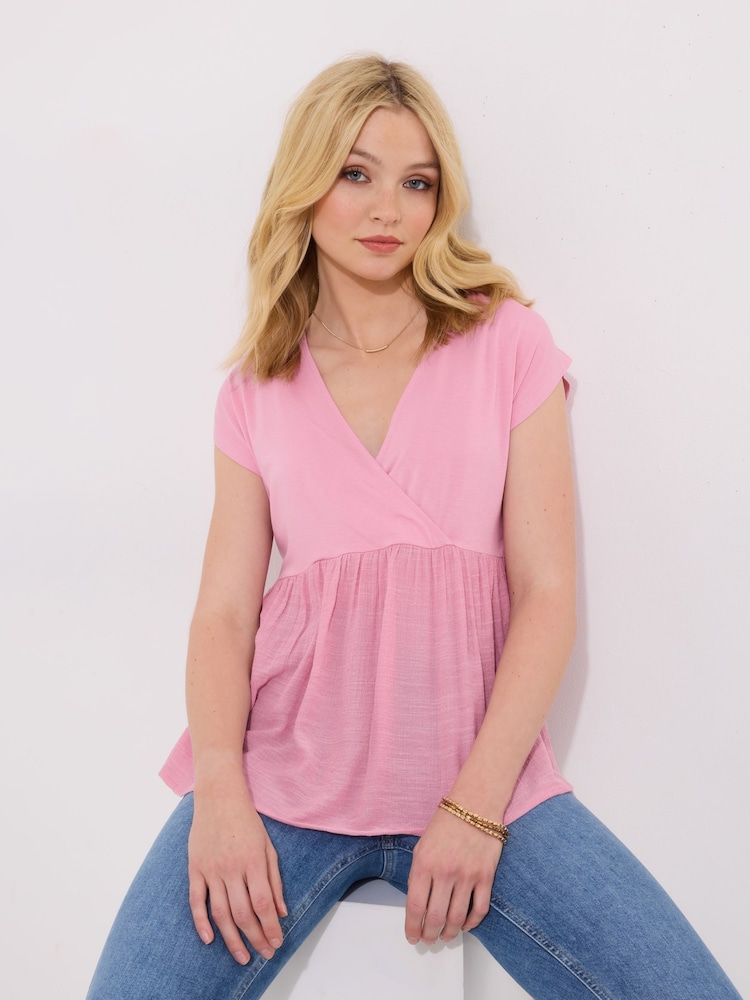 Rosa - Joe Browns Relaxed Fit V-Neck 100% Cotton Top - Imagen 1 de 7