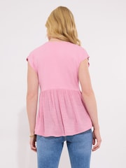 Rosa - Joe Browns Relaxed Fit V-Neck 100% Cotton Top - Imagen 4 de 7