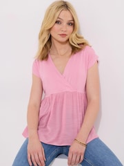 Rosa - Joe Browns Relaxed Fit V-Neck 100% Cotton Top - Imagen 6 de 7