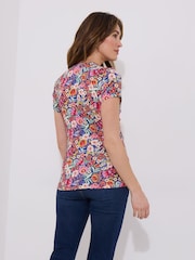 Joe Browns Pink Bright Floral Knotted Twist Front Jersey Top - Image 4 of 5