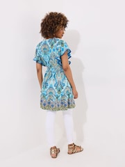 Joe Browns Blue Floral Mock Wrap Printed Embroidered Tunic - Image 4 of 5