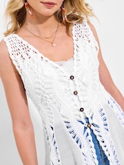 Joe Browns White Rainbow Crochet Knit Jumper - Image 3 of 7