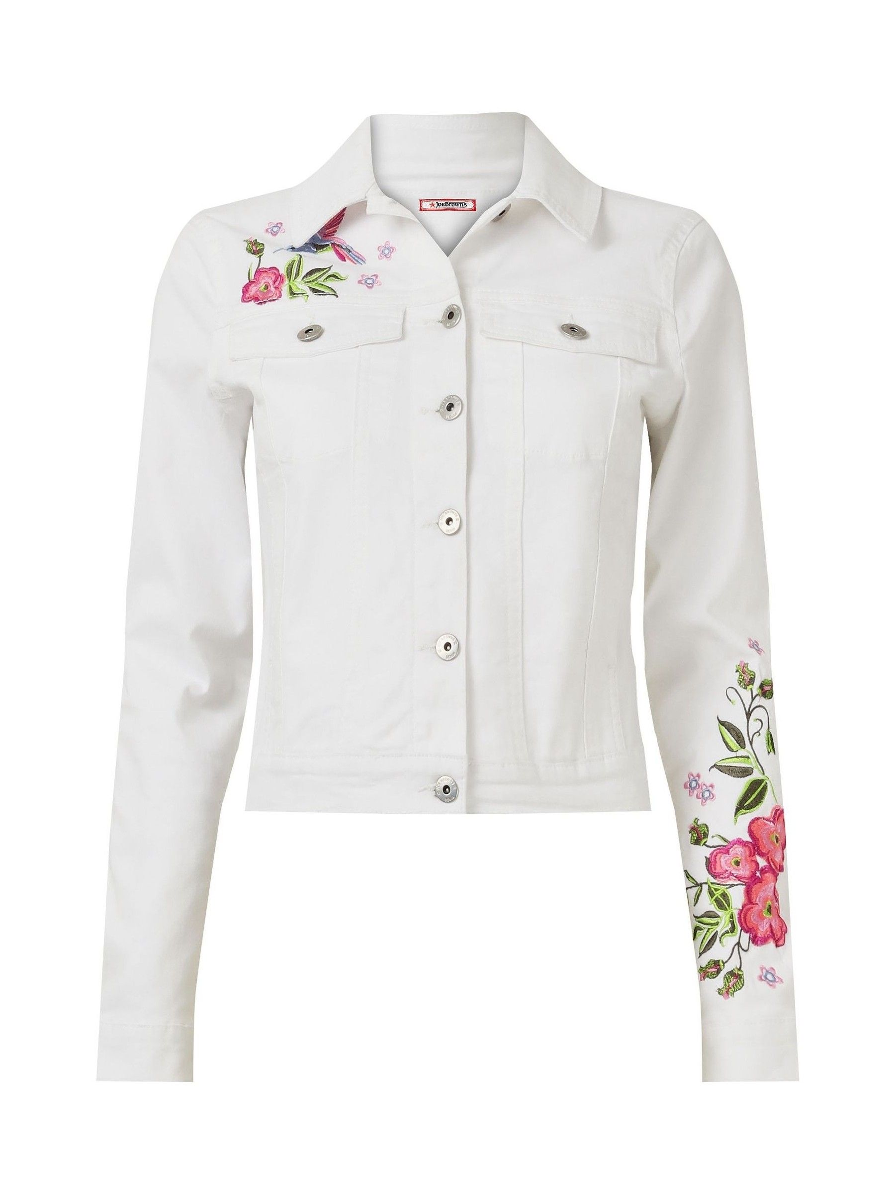 Buy Joe Browns White Slim Fit Embroidered Stretch Denim Jacket