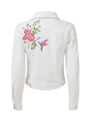 Joe Browns White Slim Fit Embroidered Stretch Denim Jacket - Image 7 of 7
