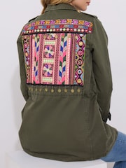 Joe Browns Green Oversized Embroidered 100% Cotton Jacket - Image 4 of 8