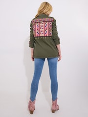 Joe Browns Green Oversized Embroidered 100% Cotton Jacket - Image 5 of 8