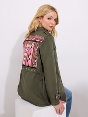 Joe Browns Green Oversized Embroidered 100% Cotton Jacket - Image 6 of 8