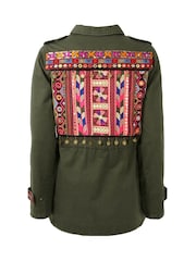 Joe Browns Green Oversized Embroidered 100% Cotton Jacket - Image 8 of 8