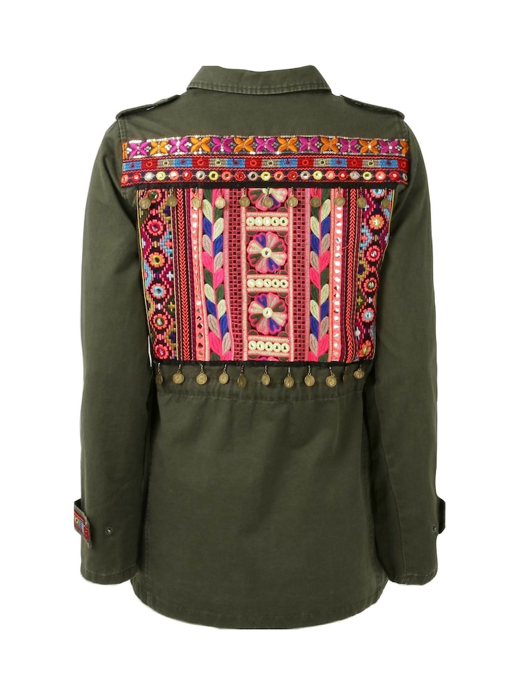 Joe Browns Green Oversized Embroidered 100% Cotton Jacket - Image 8 of 8