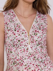 Joe Browns Cream Floral Lace V-Neck Zip Top - Image 2 of 5