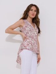 Joe Browns Cream Floral Lace V-Neck Zip Top - Image 3 of 5