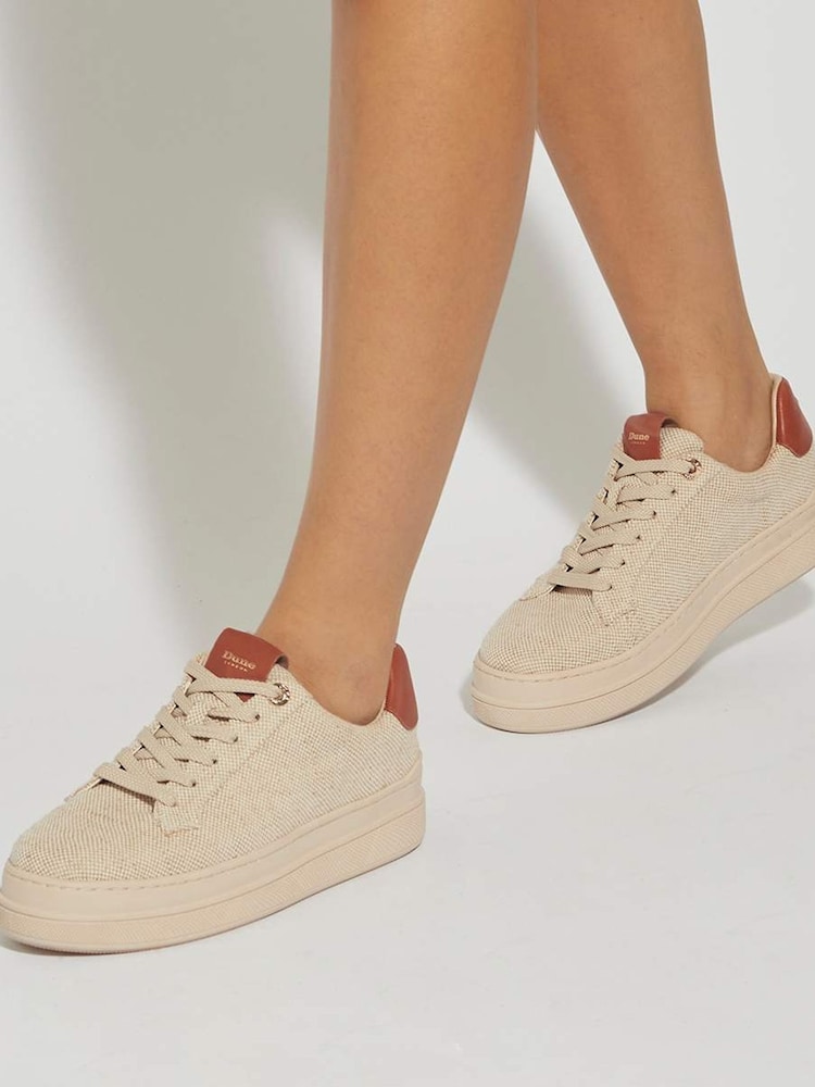 Dune London Natural Edie Flatform Lace Up Sport Trainers - Image 1 of 6