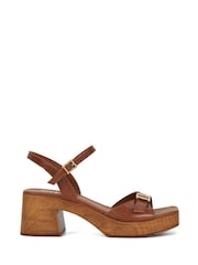 Dune London Brown Jeane Wooden Look Mid Heels - Image 1 of 5