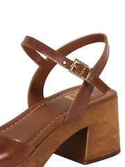 Dune London Brown Jeane Wooden Look Mid Heels - Image 5 of 5