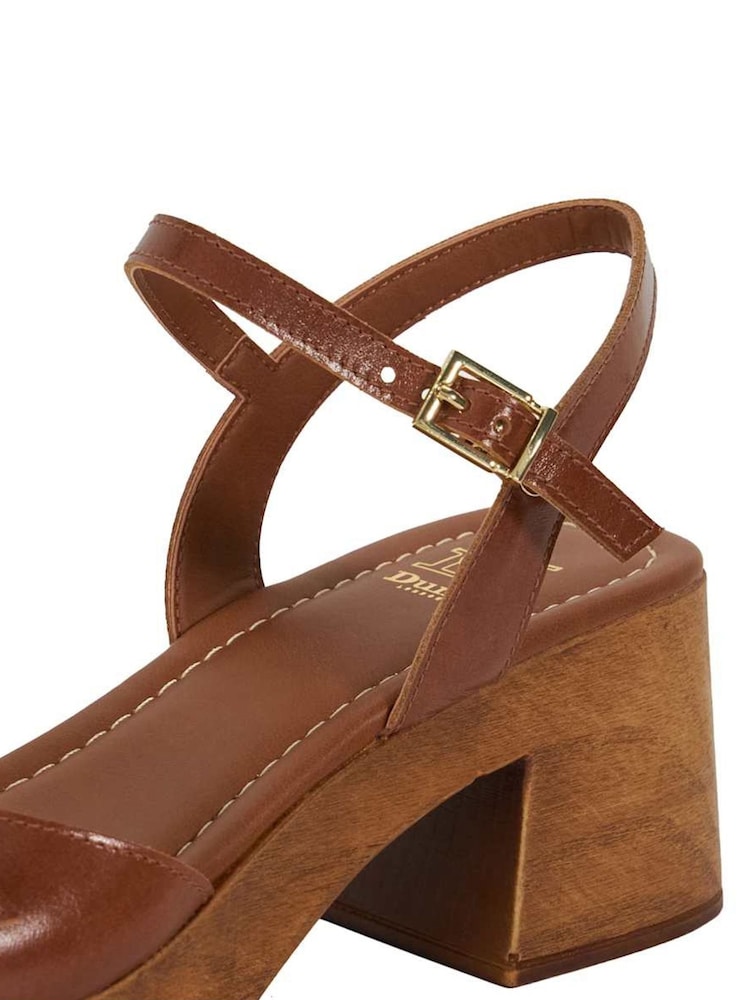 Dune London Brown Jeane Wooden Look Mid Heels - Image 5 of 5