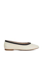 Dune London Cream Honestly Branded Mini Trim Ballet Flat Shoes - Image 2 of 6