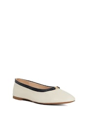 Dune London Cream Honestly Branded Mini Trim Ballet Flat Shoes - Image 3 of 6