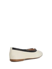 Dune London Cream Honestly Branded Mini Trim Ballet Flat Shoes - Image 4 of 6
