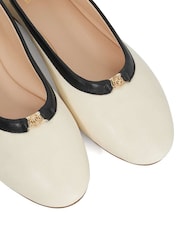 Dune London Cream Honestly Branded Mini Trim Ballet Flat Shoes - Image 6 of 6