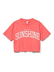 VERO MODA Pink Short Sleeve Logo Cropped Jersey Top - Image 1 of 1
