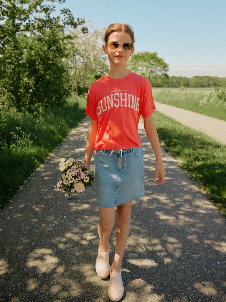 VERO MODA Girls Pink Short Sleeve Logo Cropped Jersey Top - Image 1 of 5 VERO MODA Girls Pink Short Sleeve Logo Cropped Jersey Top - Image 1 of 5