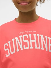 VERO MODA Pink Short Sleeve Logo Cropped Jersey Top - Image 3 of 5