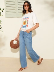Friends Like These White/Blue Crew Neck Slogan Easy T-Shirt - Image 3 of 4
