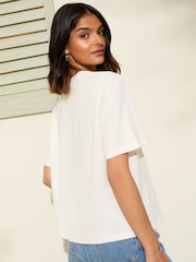 Friends Like These White/Blue Crew Neck Slogan Easy T-Shirt - Image 4 of 4