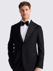 MOSS Black Italian Tailored Fit Black Twill Tuxedo Jacket - Image 1 of 5