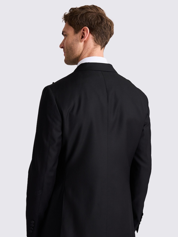 MOSS Black Italian Tailored Fit Black Twill Tuxedo Jacket - Image 2 of 5