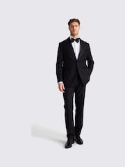 MOSS Black Italian Tailored Fit Black Twill Tuxedo Jacket - Image 3 of 5