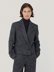 Jigsaw Blue Kelvin Boucle Cropped Jacket - Image 1 of 6