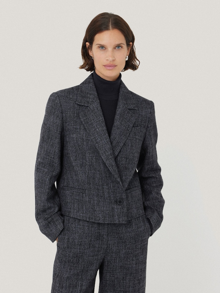 Jigsaw Blue Kelvin Boucle Cropped Jacket - Image 1 of 6
