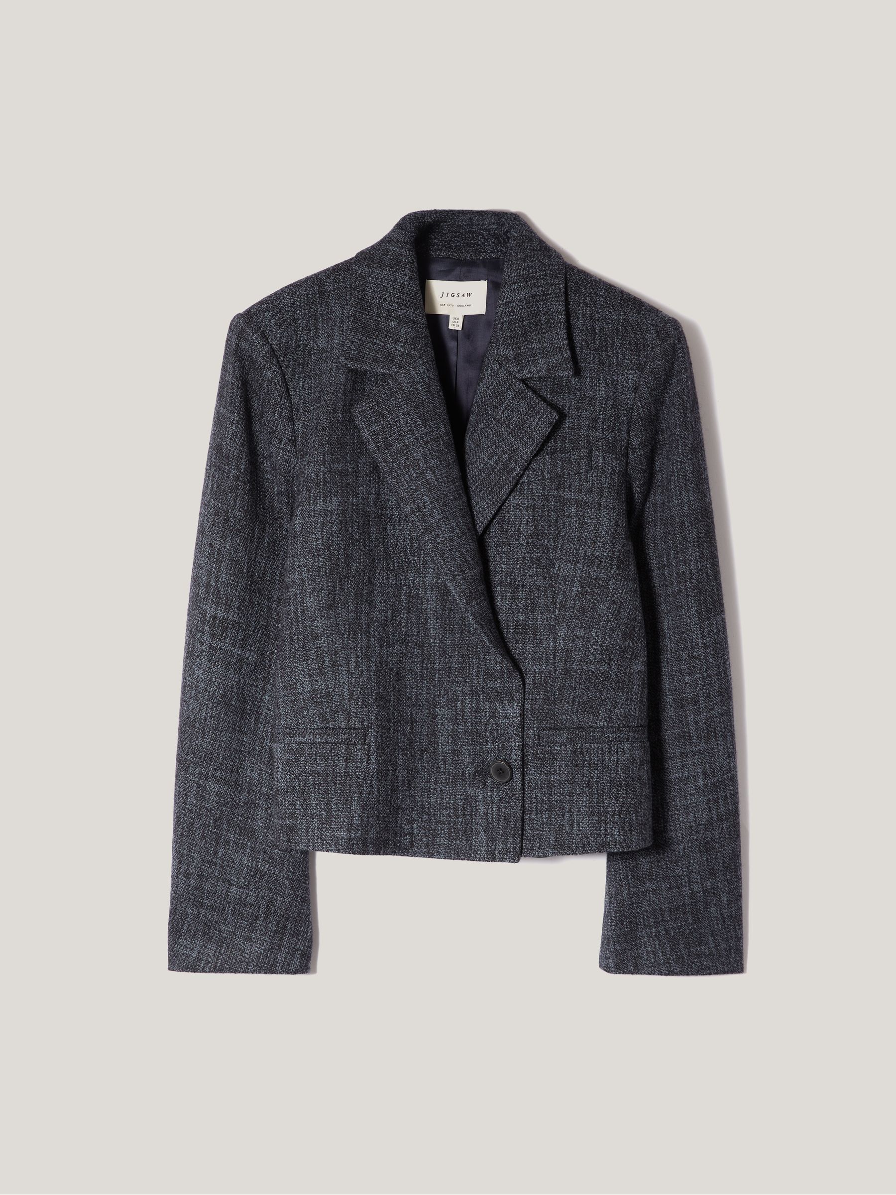 Buy Jigsaw Blue Kelvin Boucle Cropped Jacket from Next USA