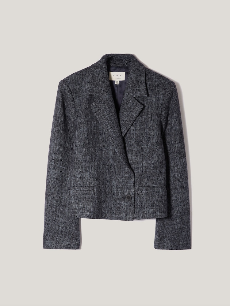 Jigsaw Blue Kelvin Boucle Cropped Jacket - Image 6 of 6