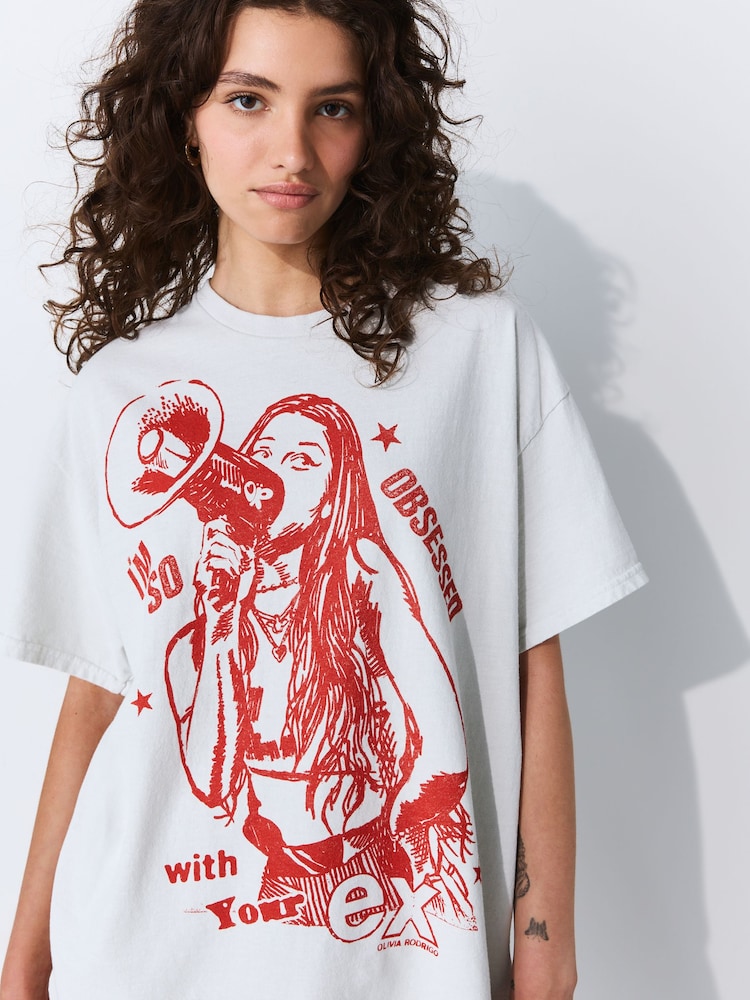 White Official License Olivia Rodrigo Oversized Graphic Short Sleeve T-Shirt - Image 5 of 5
